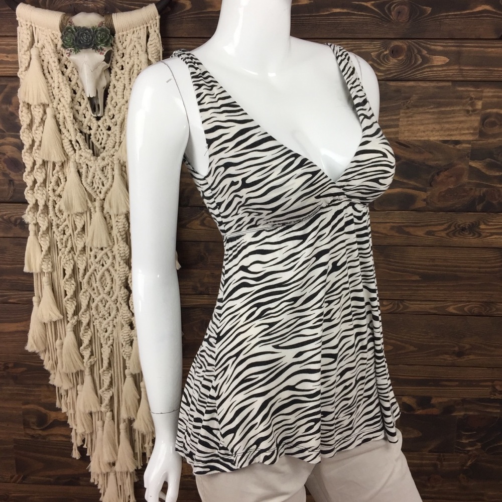 Lemon Tart | Low V Back Babydoll Tank Zebra Print - Picture 5 of 6